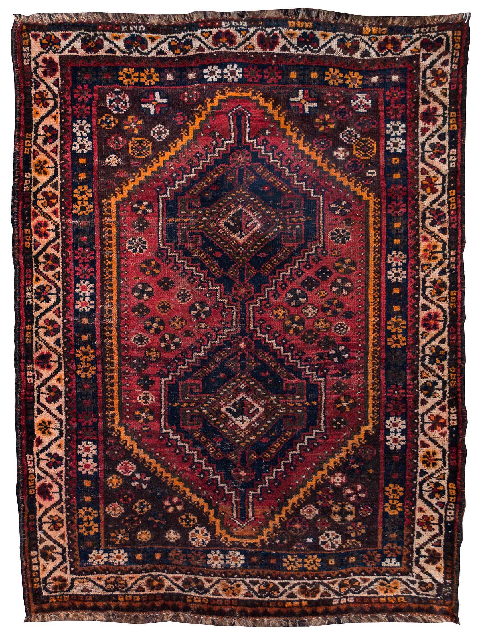 Red Tribal 3'3 X 4'8 Ft Shiraz Oriental Area Rug