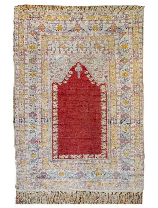 Vintage Turkish Prayer Rug 3 by 4 hand made rug