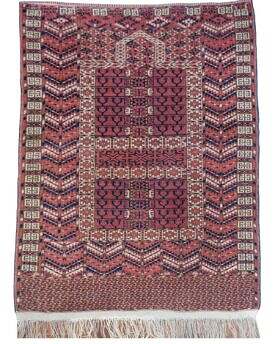 Vintage 4.9 by 3.8 turkeman hachlou hand made area rug