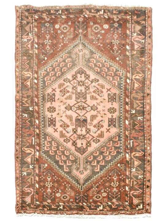 This is a beatufiul Hameda from Iran. 4 by 6 Hand Made Rug wool pile cotton weft and more!