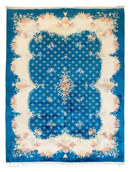 This is a beautiful Traditional Deco Aubosson Hand Made Area Rug that measures 9 by 12 feet.