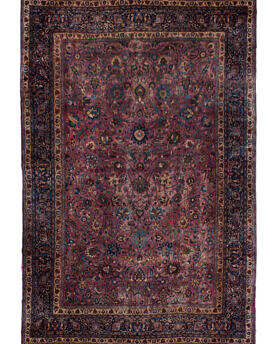 13.4 by 20 oversized purple hand made area rug