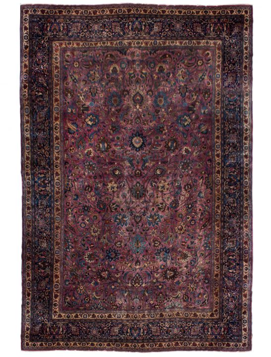 13.4 by 20 oversized purple hand made area rug